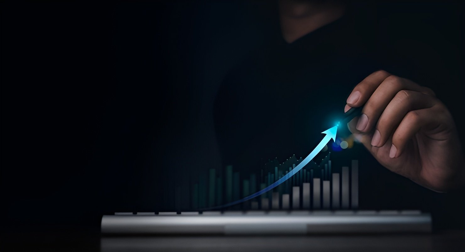 investment technology financial return investment roi concepts increasing arrow exponential curve progress business performance charts draws by pen hand dark background 36367 2807 (1)